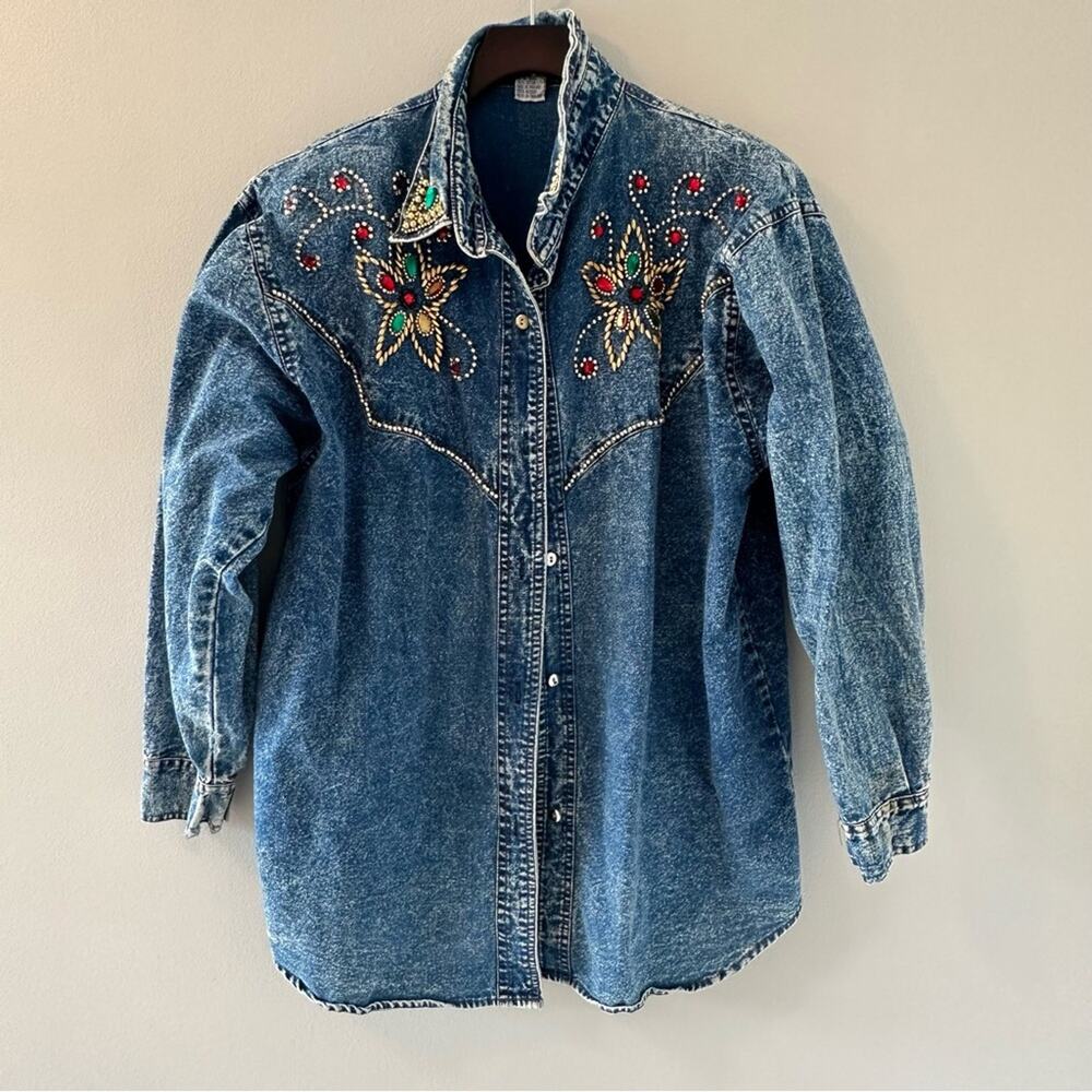 Pretty Bleu Vintage Western Denim Button Up Size Small